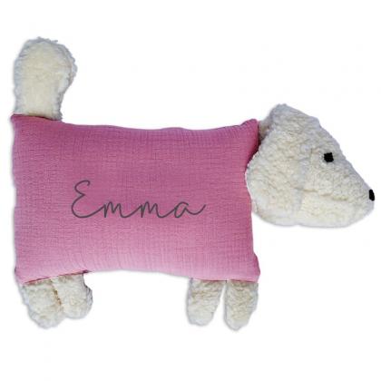 Little Friends cuddly pillow dog Lotta, personalizeable - old rose