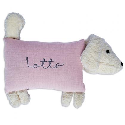 Little Friends cuddly pillow dog Lotta, personalizeable - New Dusty Rosa