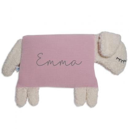 Little Friends cuddly pillow sheep, personalizeable - new dusty rose