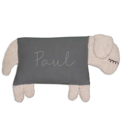 Little Friends cuddly pillow sheep, personalizeable - grey
