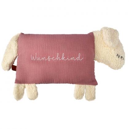 Little Friends cuddly pillow sheep, personalizeable - oldrose