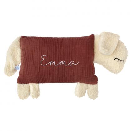 Little Friends cuddly pillow sheep, personalizeable - bordeaux
