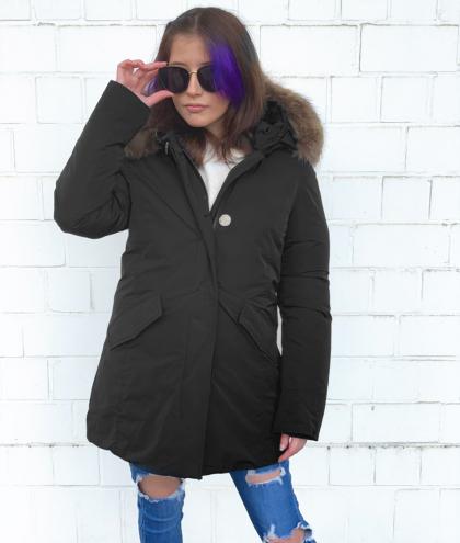 Woolrich Luxury Arctic Parka Girl mit Echtfell - schwarz
