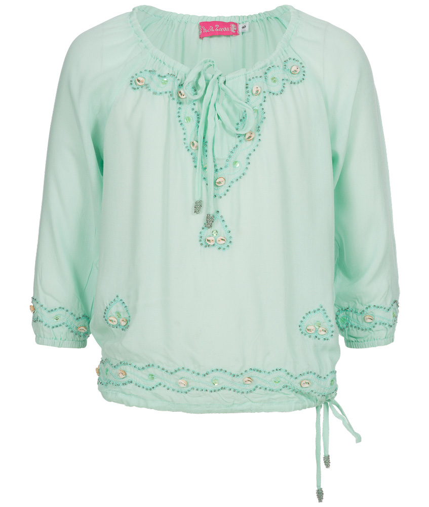 Kids Style Lounge Hot Lava Handmade Blouse With Beads And Shells In Babymint High Fashion Online For Kids