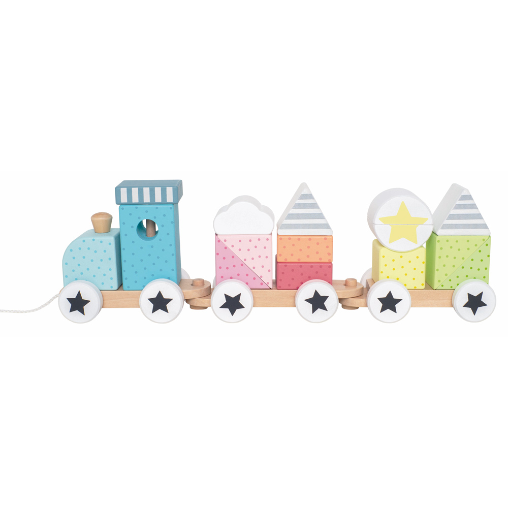 Jabadabado wooden Pull train with colorful blocks - multi