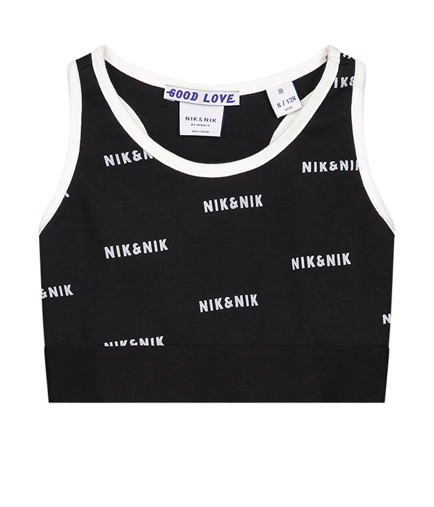 Nik&Nik kurzes Logo Top All-Over Print - schwarz
