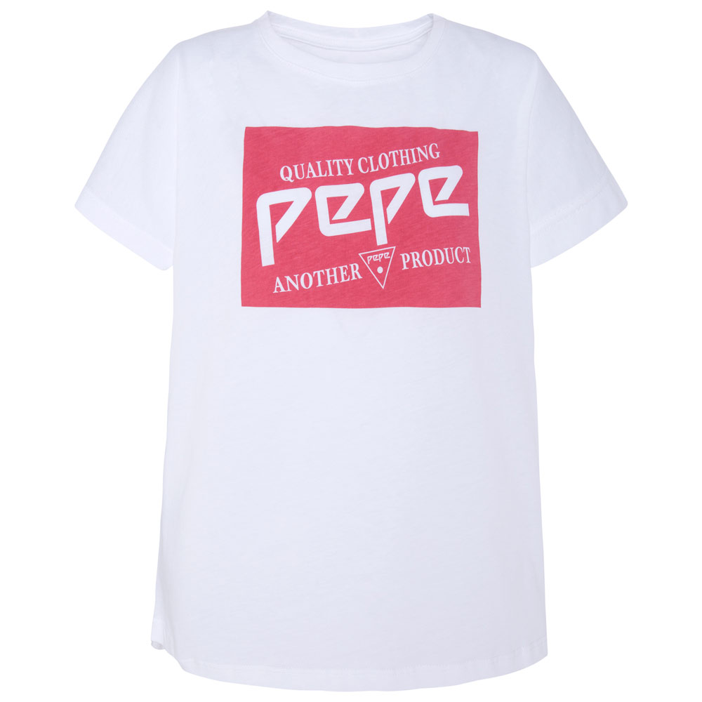 Pepe Shirt mit Retro Logo Print - naturweiss